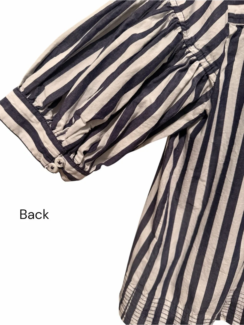 Anthropologie Darcey Navy&White Striped V-Neck Puff Sleeve Top MEDIUM